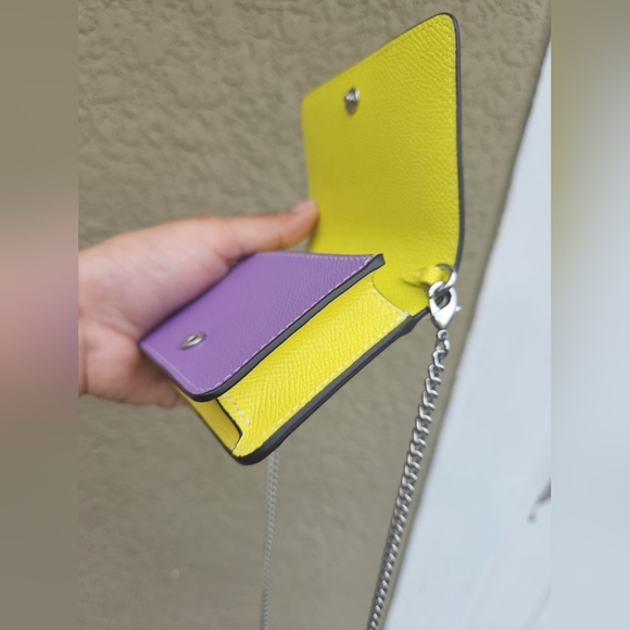 NWT Coach Brown Mini Wallet on a Chain in Colorblock - Picture 3 of 16